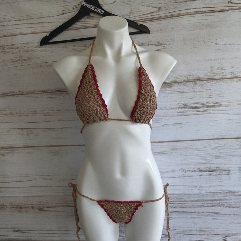 UjENA Crochet Knit 2 piece bikini swim sz xs